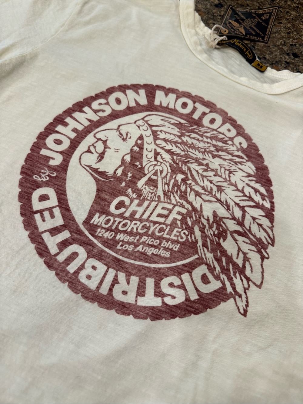 Johnson Motors “Chief Moto Cycles” vintage slub tee. NWT - Picture 2 of 4